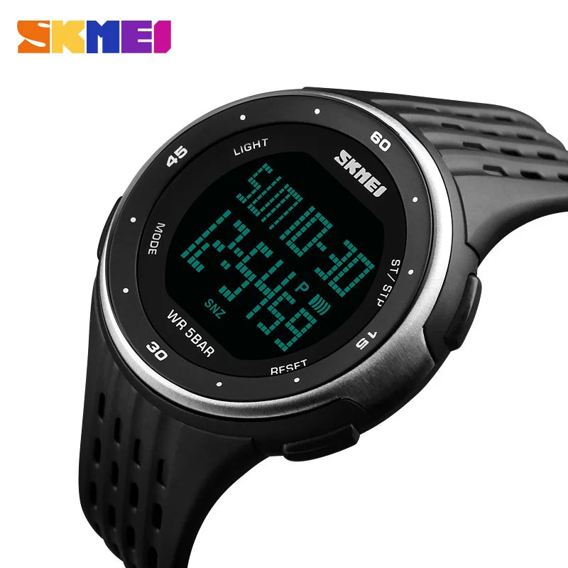 SKMEI 1219 Mens Ladies Digital Clock Relogio Masculino  Outdoor Sport Watches Men Women Waterproof LED Sport Military Watches