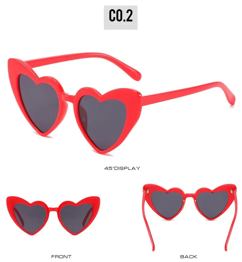 Kids Cute Heart Shaped Sunglasses Red Black Lens Frame Fashion Girls Sun Glass Outdoor Beach Spectacles