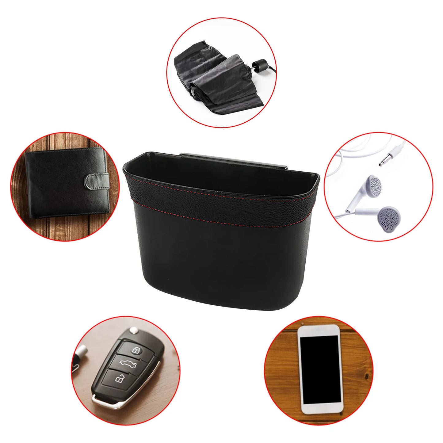 Car Trash Can With Hook Upgraded Hangings Car Garbage Can Leakproof Mini Vehicle Trash Bin For Trash Containing Car Stuff Storin