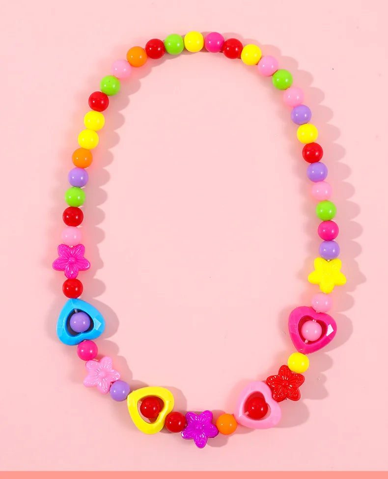 Makersland Children's Beaded Flower Bracelet Colorful Acrylic Flower Necklace Girls Children's Jewelry Sets Wholesale