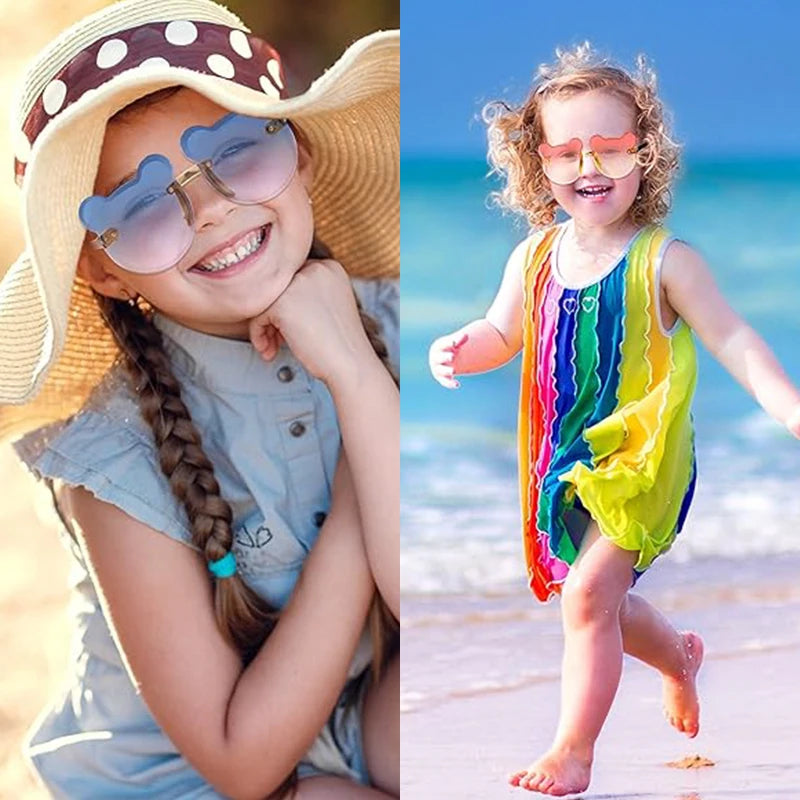 2023 New Children Cute Bear Shape Colors UV400 Sunglasses Baby Girls Lovely Outdoor Sun Protection Sunglasses Kid Sun Glasses