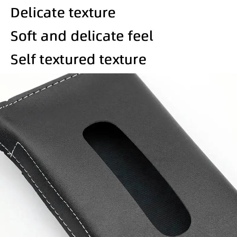 1PC Tissue Box PU Leather Car Sun Visor Hanging Holder Car Tissue Boxes Auto Interior Storage Decoration Accessories