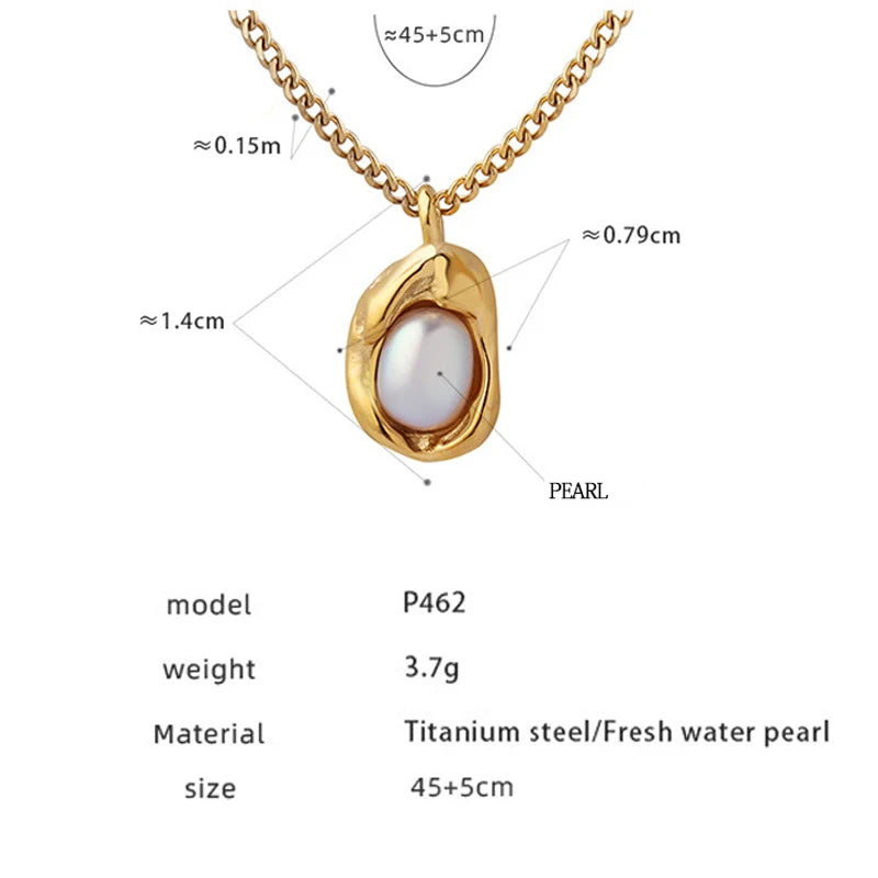 Fashion Inlaid Pearls Pendant Necklace for Women Luxury Design Stainless Steel Cuban Chain Wedding Woman Necklaces Jewelry