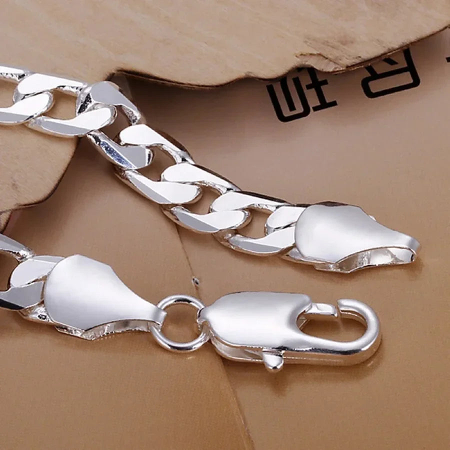 Wholesale 925 Sterling Silver Bracelet Jewelry 4MM-10MM Width Solid for Man Men Women Chain Noble Wedding Party Gifts