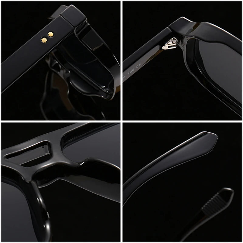 SHAUNA Retro Double Bridges Square Sunglasses Women Gradient Shades UV400 Fashion Brand Designer Rivets Men Sun Glasses