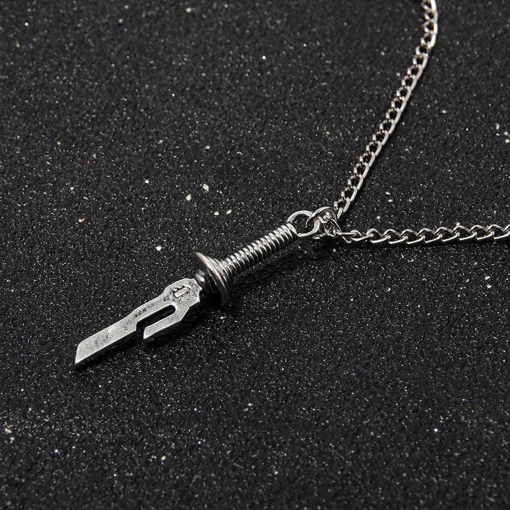 Anime Jujutsu Kaisen Fushiguro Toji Cosplay Necklace Unisex Sword Spear of Tianri Knife Pendant Choker Jewelry Accessories Gifts