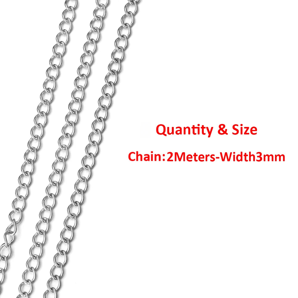 2Meters/1Meter Stainless Steel Chain High Quality Gold Color Chains for Bracelet Necklace Jewelry Making DIY Findings Wholesale