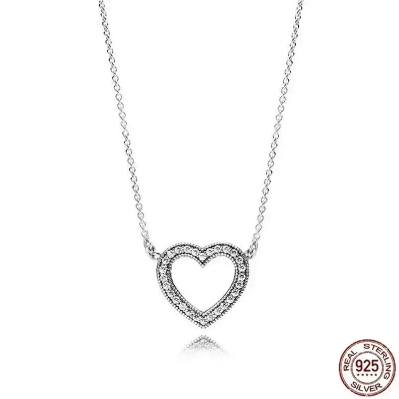 925 Sterling Silver New Classic Shiny Square Multi Circular Heart-shaped Pendant Necklace fit Original Pandora Pendant DIY Gifts