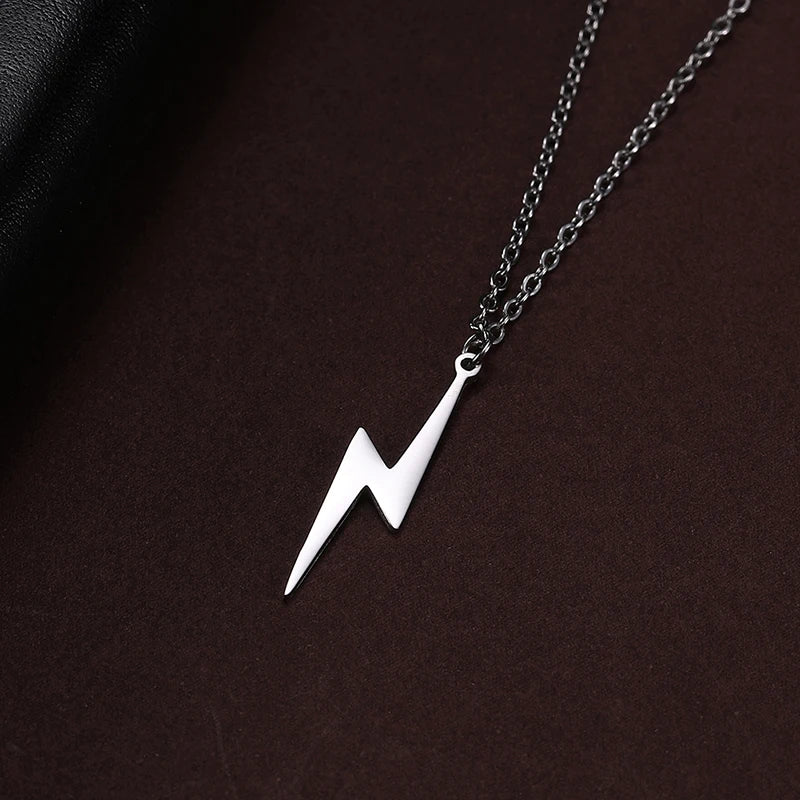 Stainless Steel Necklace Hot Lightning Pendant Necklace for Women Men Temperament Hip Hop Retro Chain  Charm Accessories Jewelry