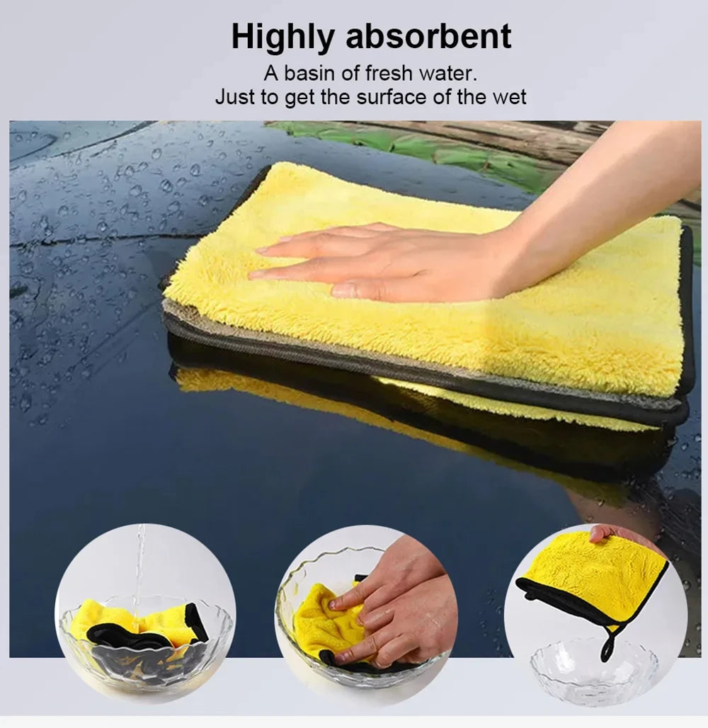 10/5/3/1pcs Thicken Microfiber Car Cleaning Towels Soft Quick Drying Windows Mirrors Wiping Rags Home Double Layer Clean Cloths