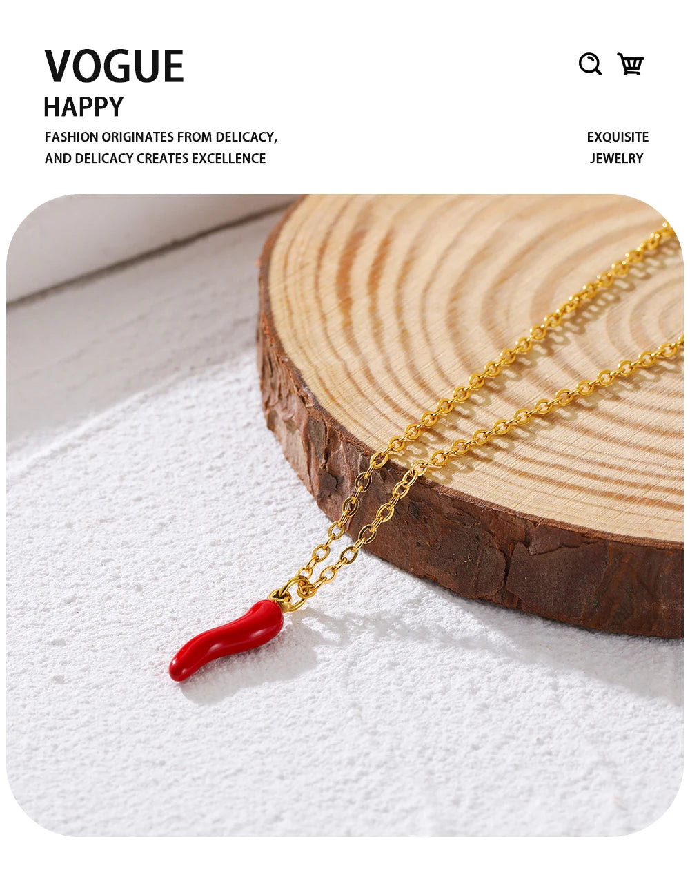 YACHAN Minimalist 18K Gold Plated Stainless Steel Chains Necklace for Women Creative Enamel Red Hot Pepper Pendant Cute Jewelry