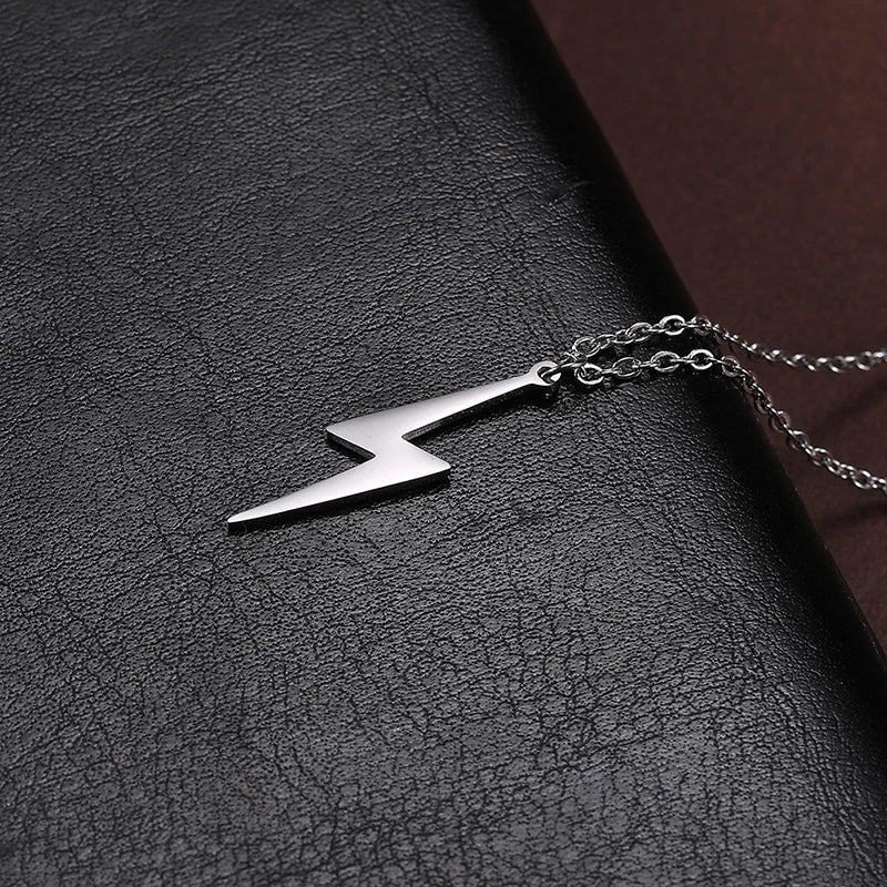 Stainless Steel Necklace Hot Lightning Pendant Necklace for Women Men Temperament Hip Hop Retro Chain  Charm Accessories Jewelry