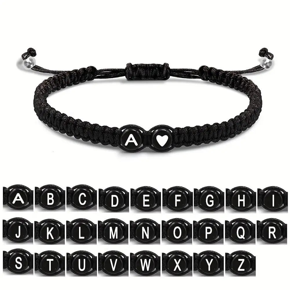 26 Letters Initial Heart Bracelets Handmade Adjustable A-Z Name Braided Bracelet For Women Men Friendship Couple Bracelet