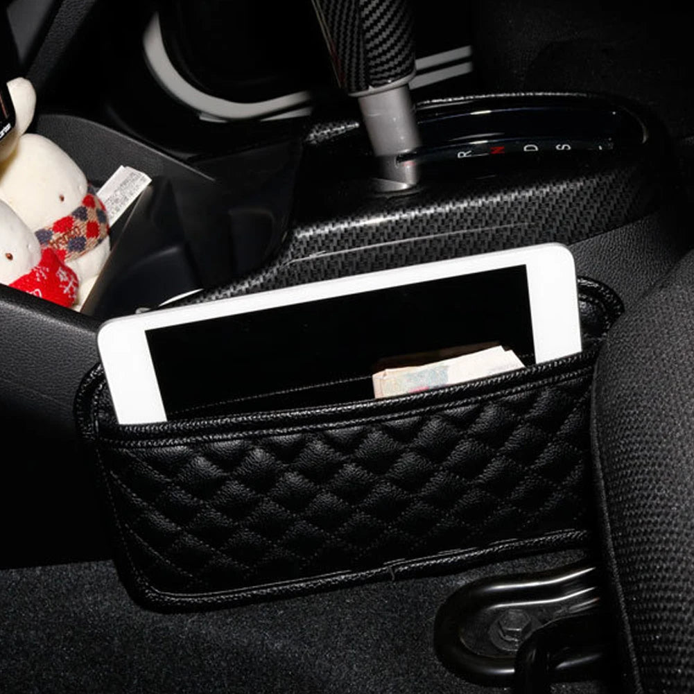 PU Leather Car Storage Pocket Seat Back/Door/Center Console Organizer for Small Stuff Car Storage Bag Universal for All Vehicles