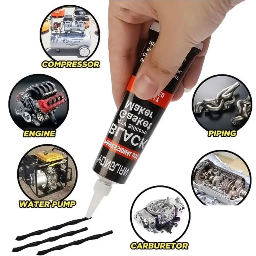 Hi-Temp Black RTV Silicone Gasket Maker For Engines - Automotive Sealant With Oil Resistance & High Adhesion Car Sealant