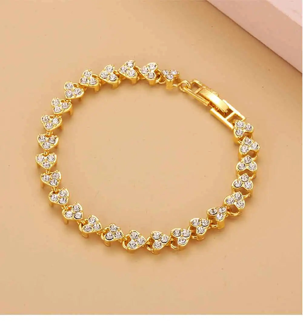 Luxury Cubic Zirconia Crystal Tennis Bracelets For Women Men Gold Color Silver Color Bracelet Chain Jewelry Gifts