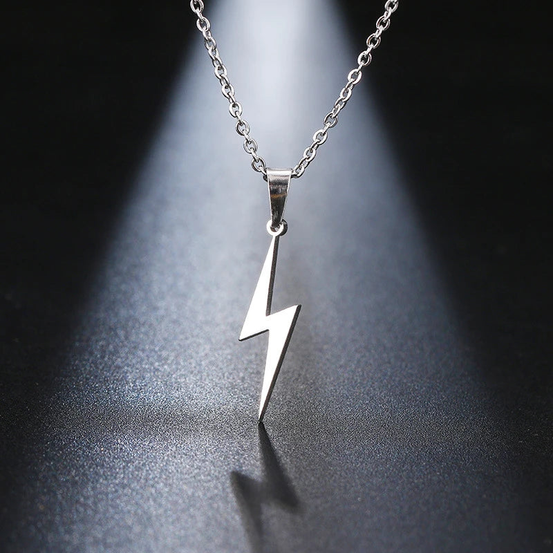 Fashion Stainless Steel Men's and Women's Lightning Necklace Hip Hop Party Motorcycle Accessories Pendant Necklace Jewelry