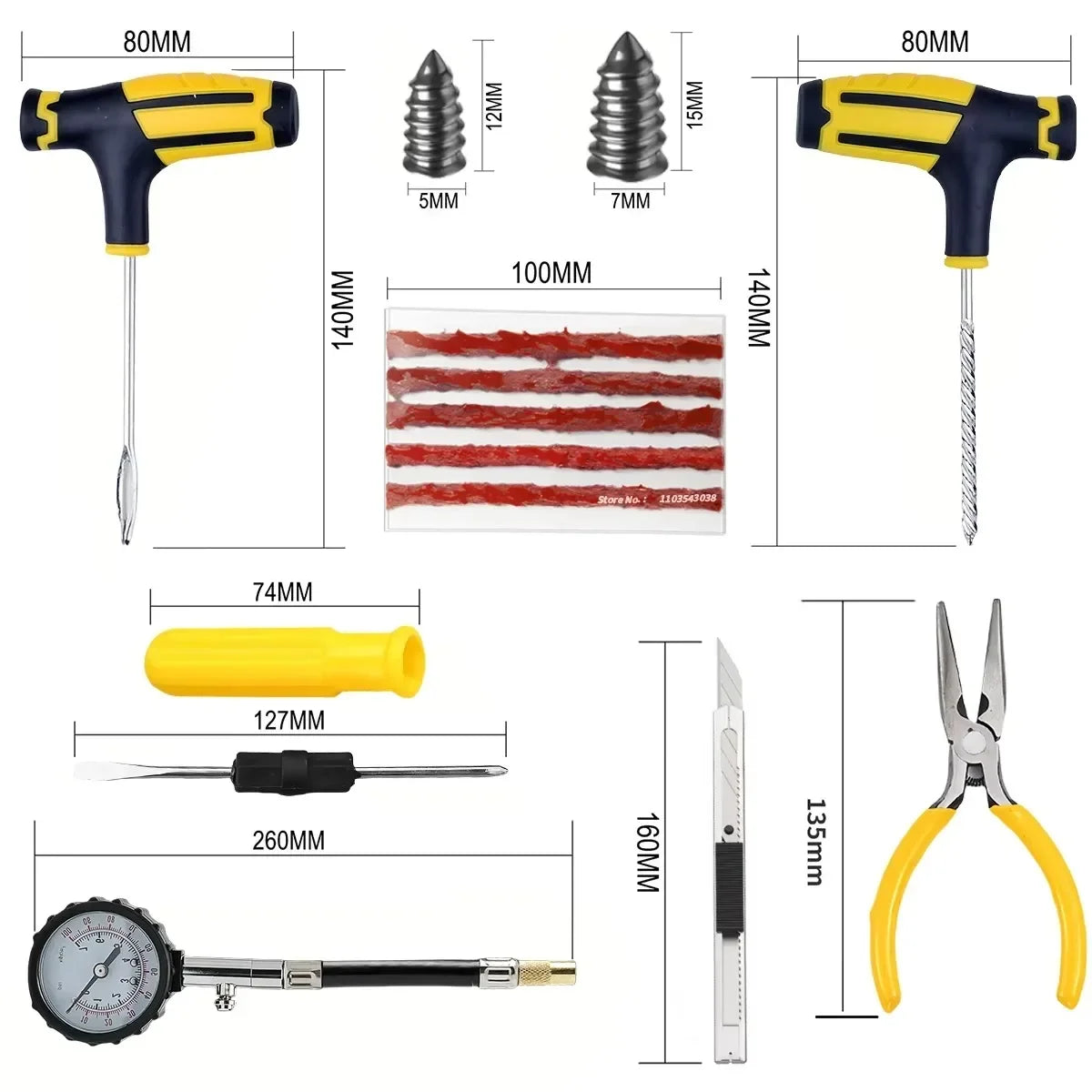 Car Tire Repair Kit Puncture Plug Tools Tyre Puncture Emergency for Tire Strips Stirring Glue Repair Tool Kit Car Accessories