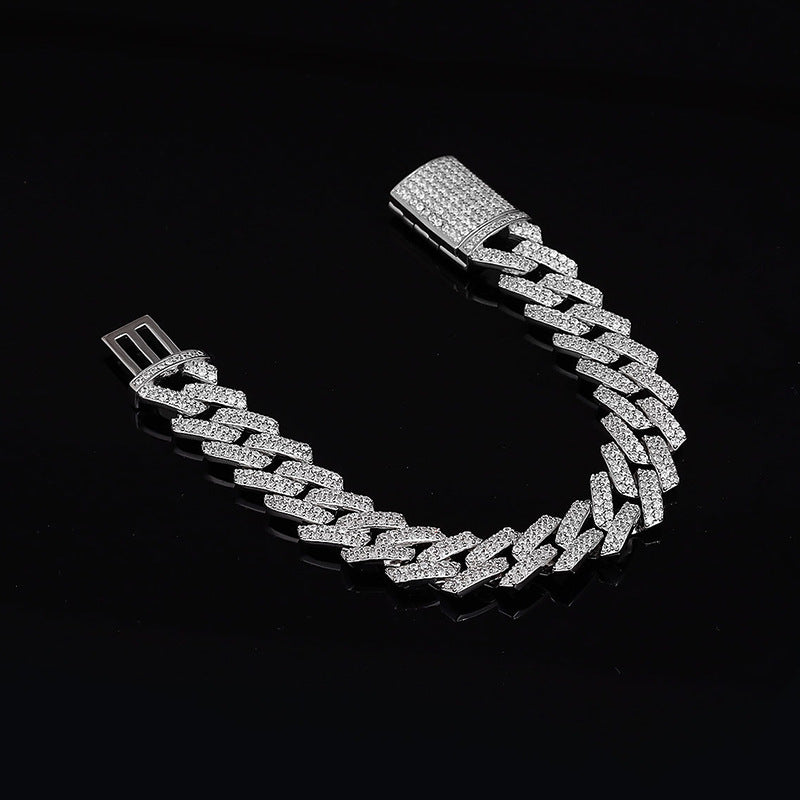 14mm S925 Sterling Silver Cuban Chain Hip Hop Men's Bracelet for Men 1.4mm Zircon Full Diamond Bracelets Wedding Jewelry Trendy