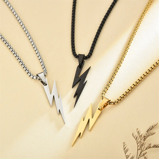 Fashion Stainless Steel Men's and Women's Lightning Necklace Hip Hop Party Motorcycle Accessories Pendant Necklace Jewelry