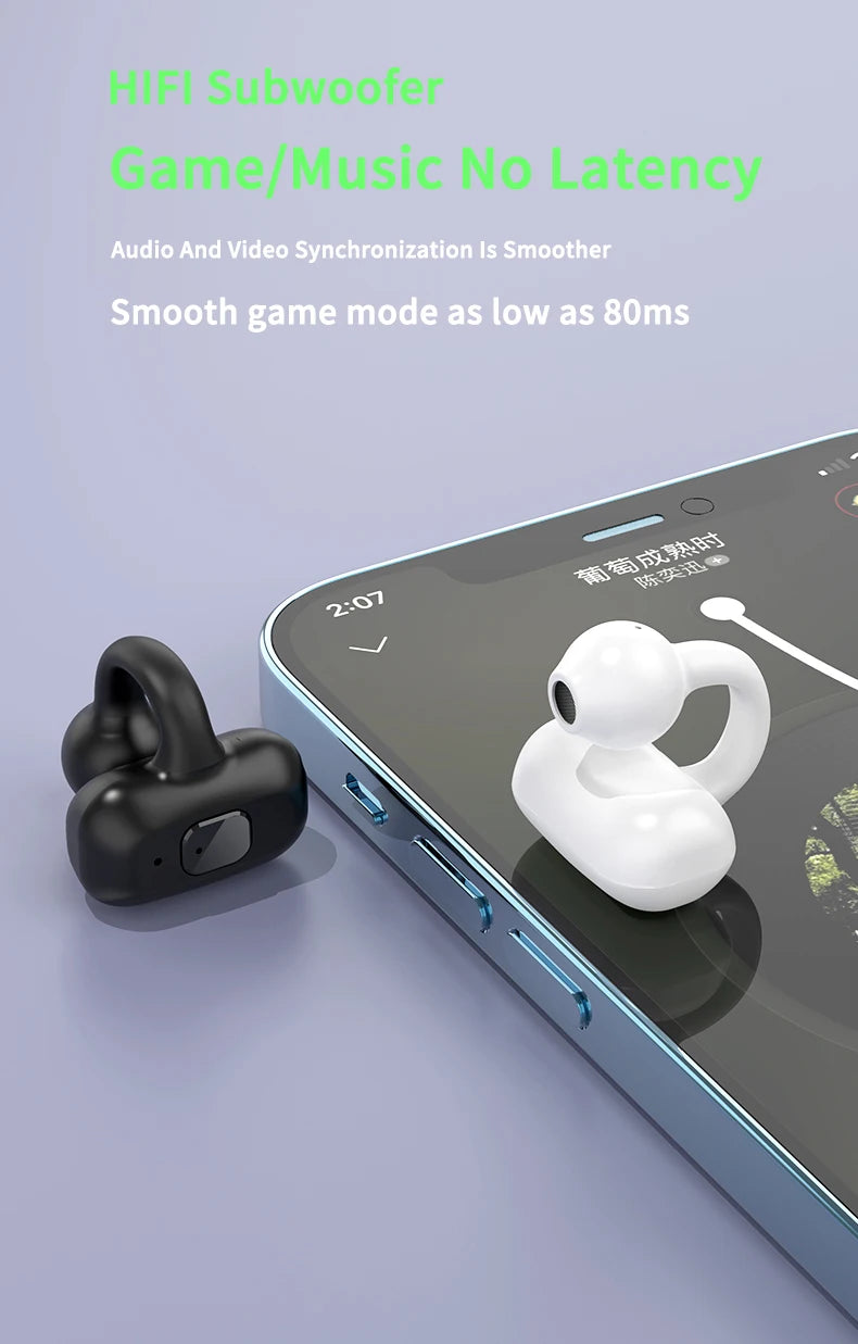 Ear-Clip Wireless Earphone HIFI Heavy Bass Surround Stereo Sound TWS Bluetooth 5.3 Headsets With Mic DT3.0 For Sports Game Music