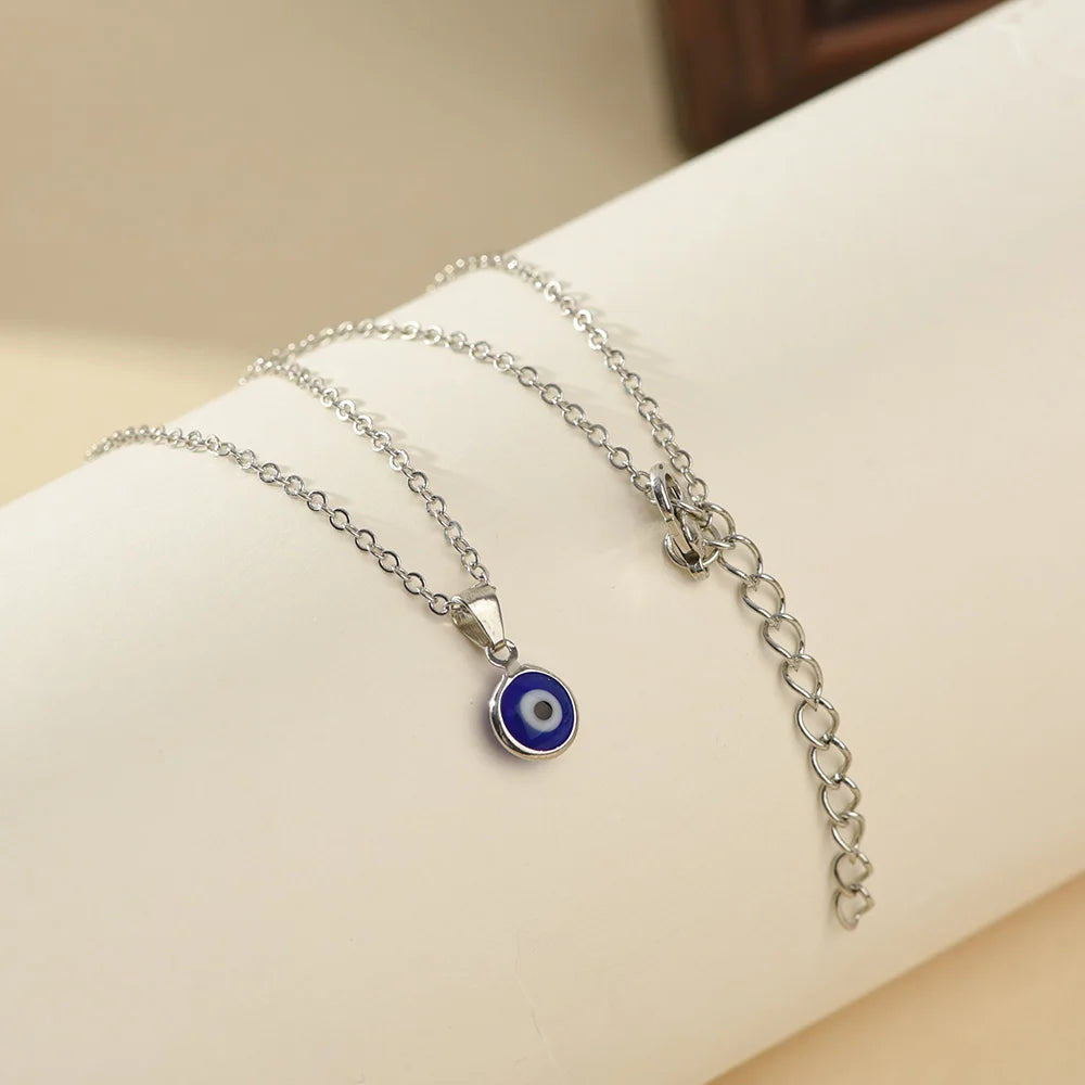 Turkey Evil Eye Charms Necklace for Woman Blue Round Pendants Couple Chain Necklaces Lucky Jewelry 2023 Fashion Friendship Gift