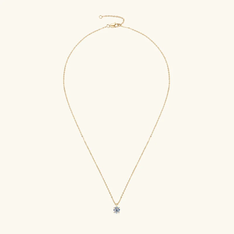 6.5mm 1.0 carat D Moissanite Solitaire Drop Necklaces 18k Gold Plated Pendant Original Real 925 Silver Chain Jewelry for Women