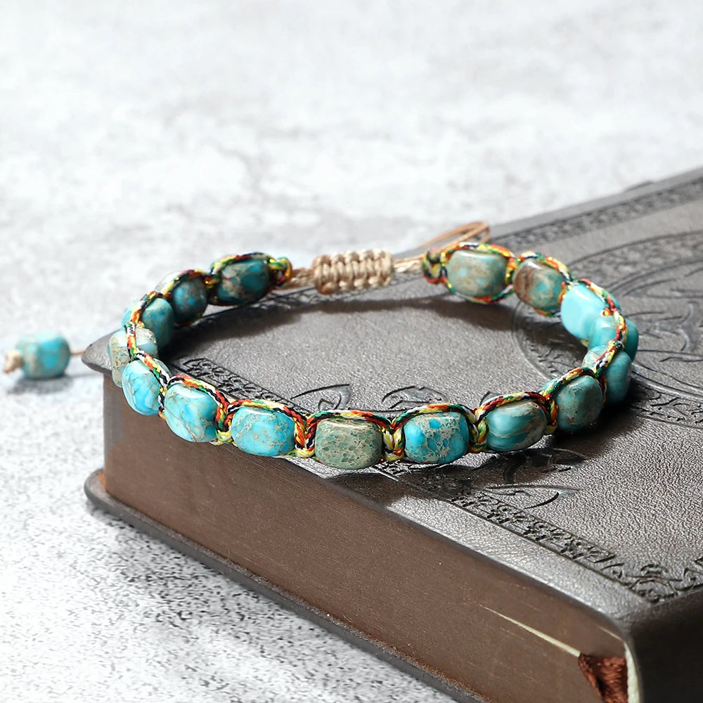 Bohemian Imperial Stone Beaded Bracelet Handmade  Braided String Bangles Friendship Jewelry Gift Vintage Design Strand Bracelets