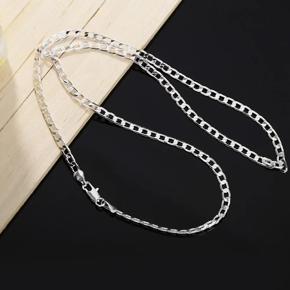 Wholesale Men's 925 Sterling Silver Necklace 2/4/6/8/10/12MM 40-75cm Chain Lobster Clasp Man Boy Women Engagement Jewelry