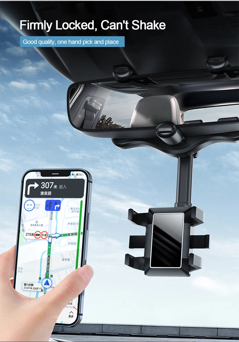 Universal Car Rearview Mirror Phone Holder 360 Degree Rotation For Suzuki Vitara Accessories Car Stuff Jacket Tablet Mount