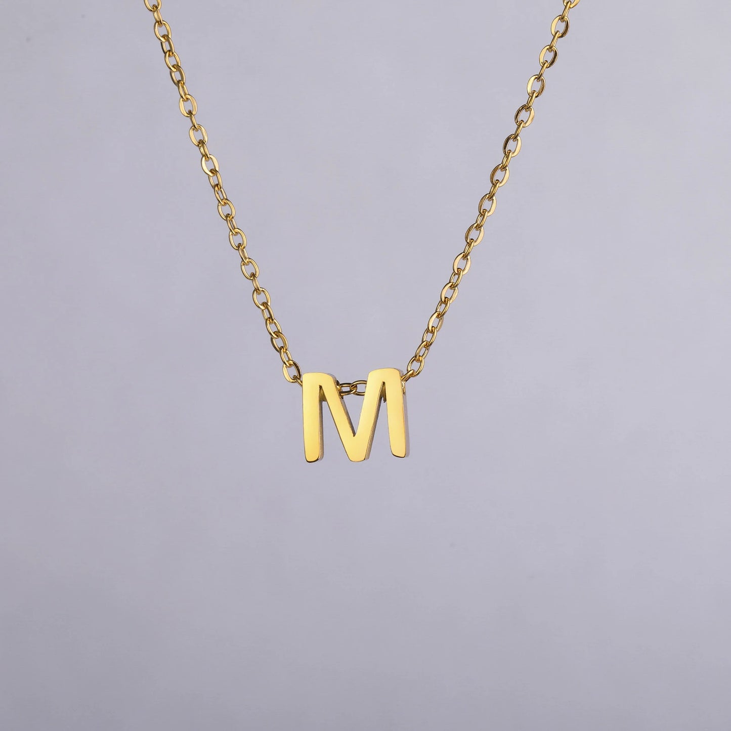 Unift Family Initial Name Necklaces Letter Alphabet M Pendant Stainless Steel Women Neck Chain Choker Trendy Minimalist Jewelry