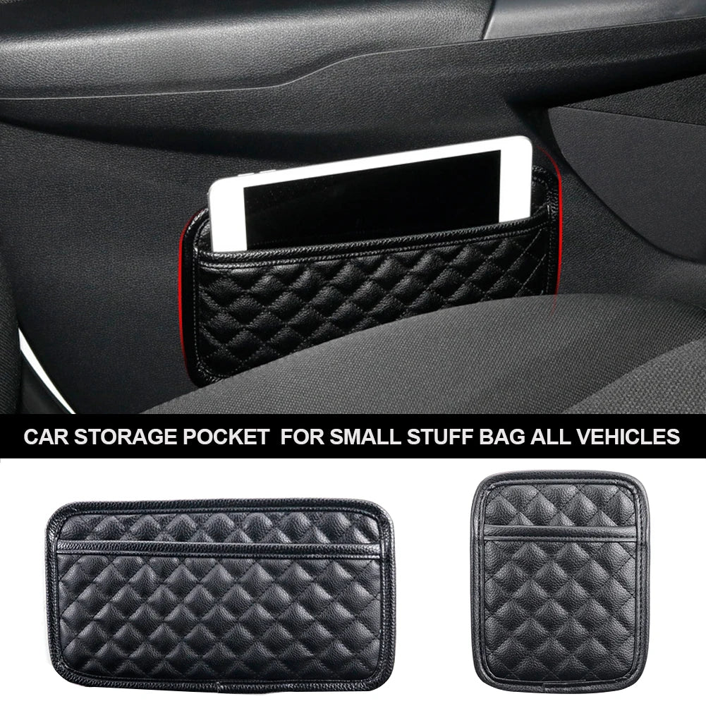 PU Leather Car Storage Pocket Seat Back/Door/Center Console Organizer for Small Stuff Car Storage Bag Universal for All Vehicles