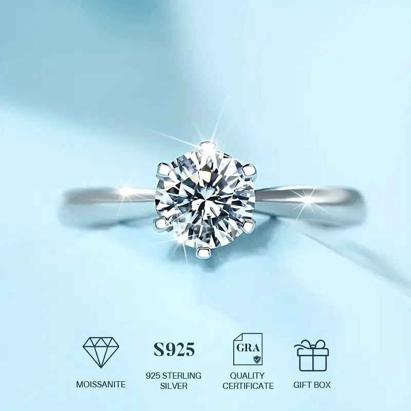 1Carats Moissanite Ring 925 Sterling Silver For Man and Women Suitable For Daily Wear and Gift For Engagement Wedding Ring