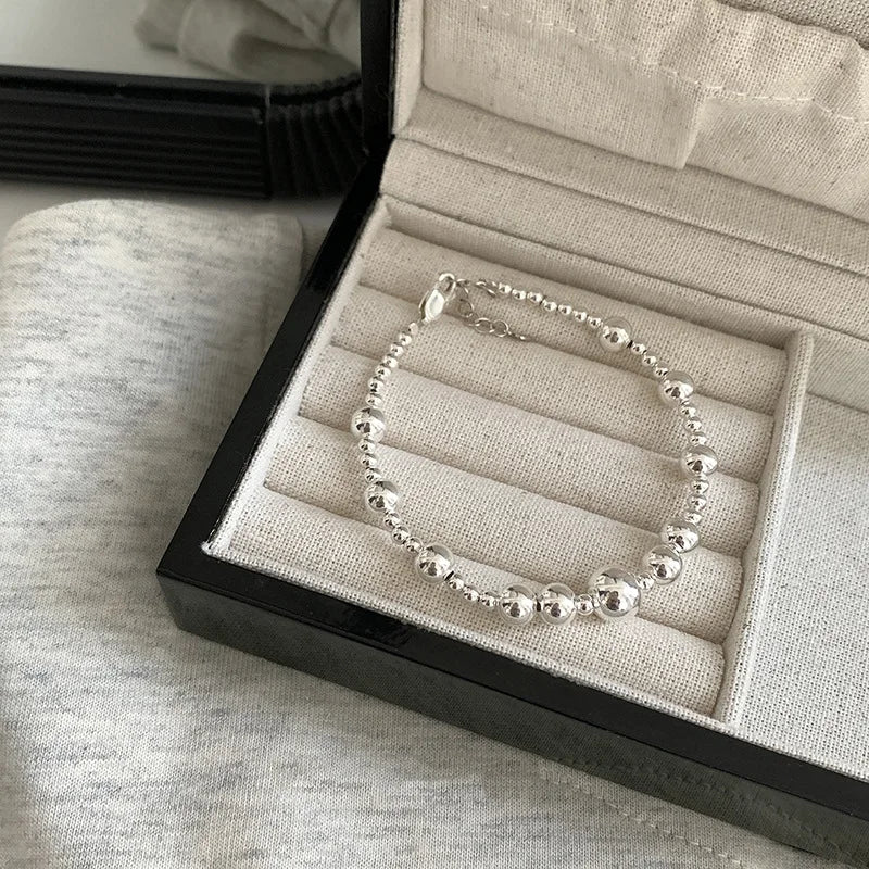 VENTFILLE 925 Sterling Silver Pearls Bamboo Knots Bracelet for Women Girl Simple Korean Jewelry Birthday Gift Dropshipping