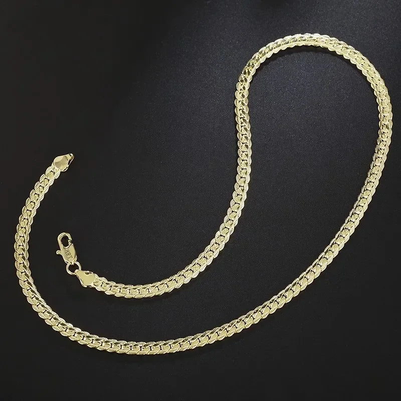 Hot luxury 925 Sterling Silver 5MM 18K Gold Full Sideways Chain Necklace For Woman Men Fashion Wedding Engagement Jewelry Gifts