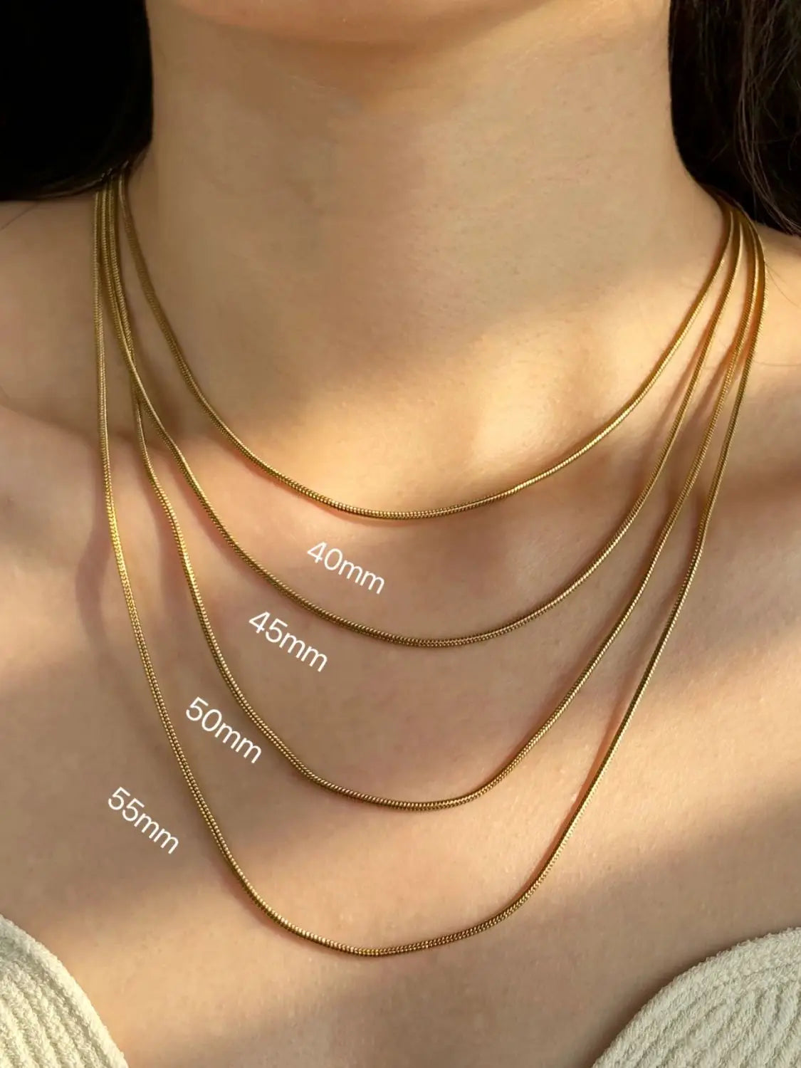 Minimalist Gold Color Snake Chain Necklace Mix And Match For Women Men Stainless Steel Twist Long Collar High Polished Non Fade