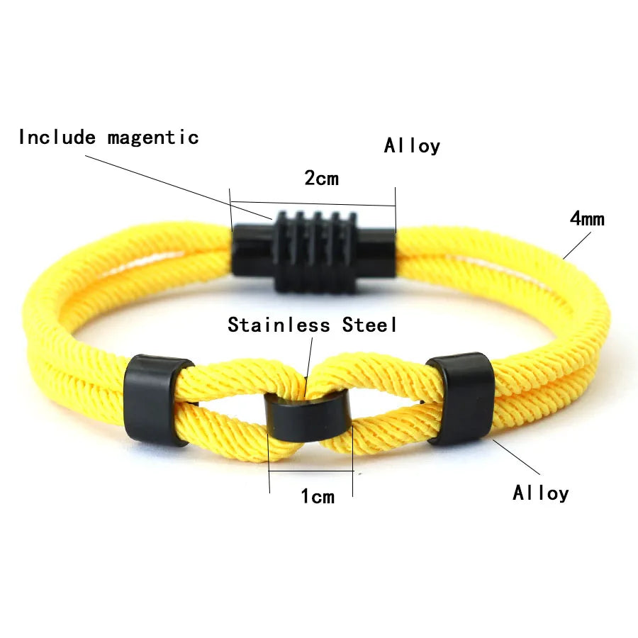 New Stylish Knot Bracelet For Men Black Magnet Buckle Rope Braslet Gifts For Him Nautical Braclet Pulseras De Hilo Wrap Jewelry