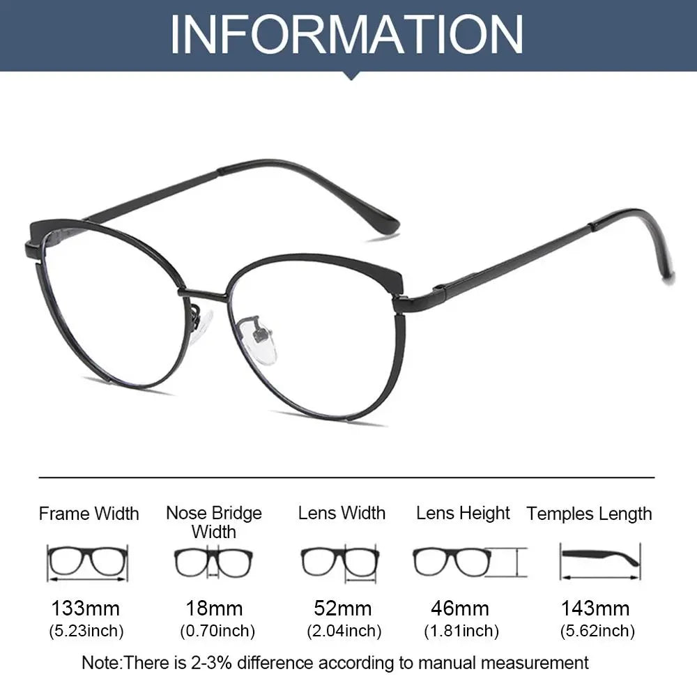 Blue Metal Light Blocking Women Designers Eyeglasses Optical Spectacle Computer Eye Protection Glass Fashion Eyewear