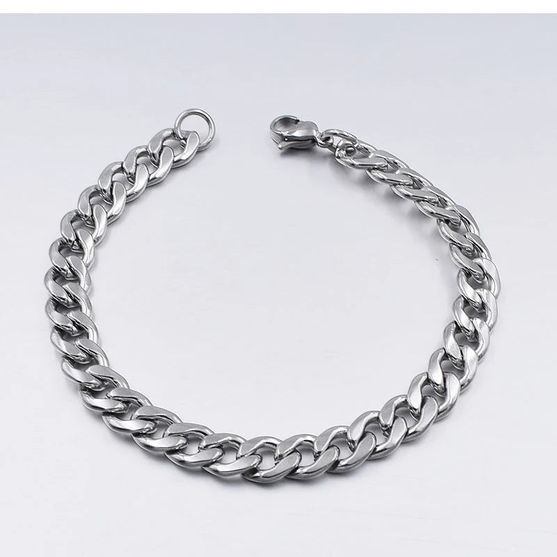 Fashion Stainless Steel Men Curb Cuban Chain Bracelet Women Bracelet On Hand For Couple Unisex Wrist Hand Jewelry Gift Party