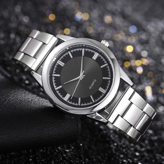 Classic Simple Men's Business Quartz Watch Stainless Steel Round Dial Casual Classic Simple Men's Business Quartz WatchStainles