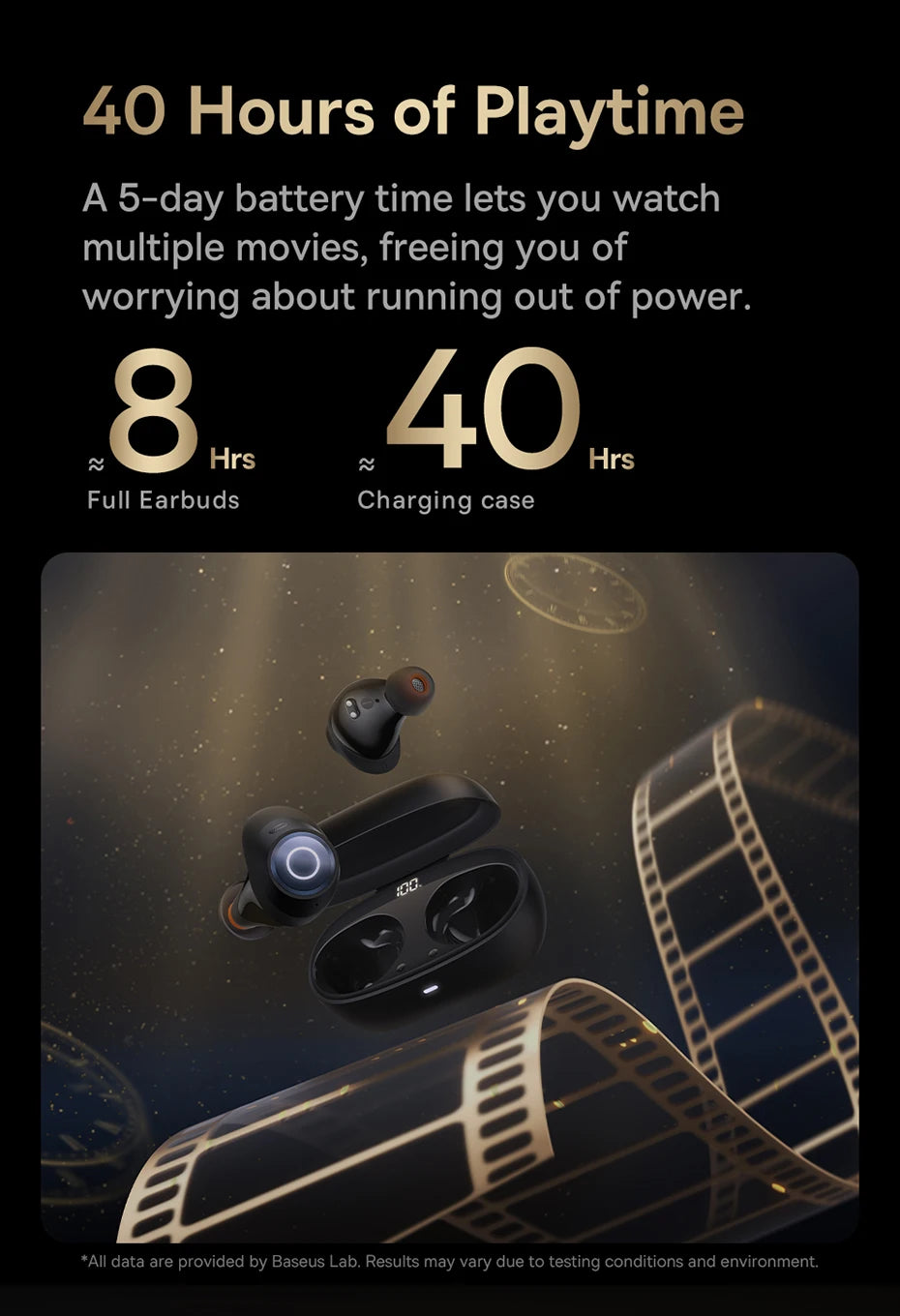 Baseus Bowie MA10 Pro Wireless Earphones 48dB Active Noise Cancellation Bluetooth 5.3 Earbuds 40H Battery Life IPX6 Waterproof