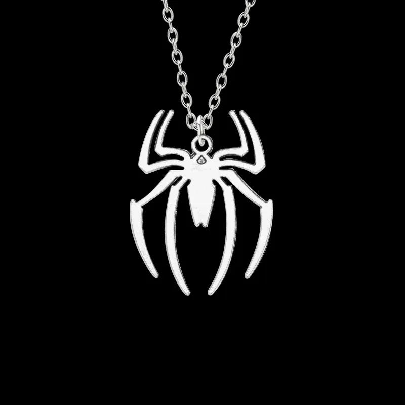 Spider Punk Pendants Chain Mens Necklaces Silver Color Neck Chain Gothic Couple Streetwear Gifts