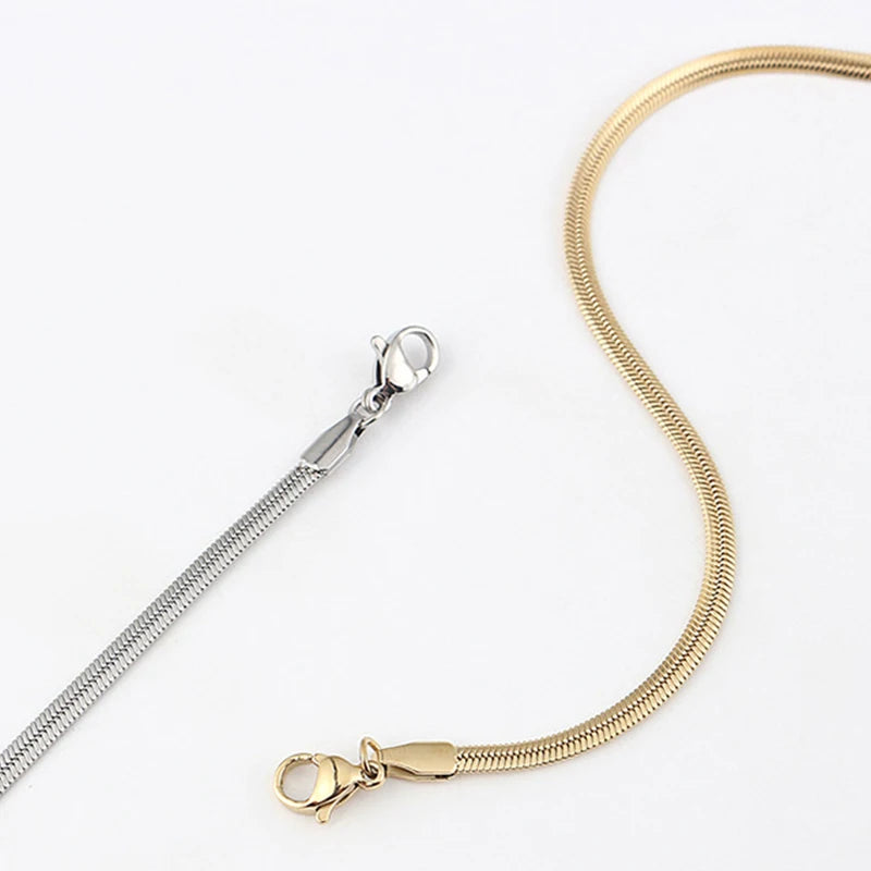 Fashion Unisex Snake Chain Women Necklace Choker Stainless Steel Herringbone Gold Color Chain Necklace for Women Jewelry Gift