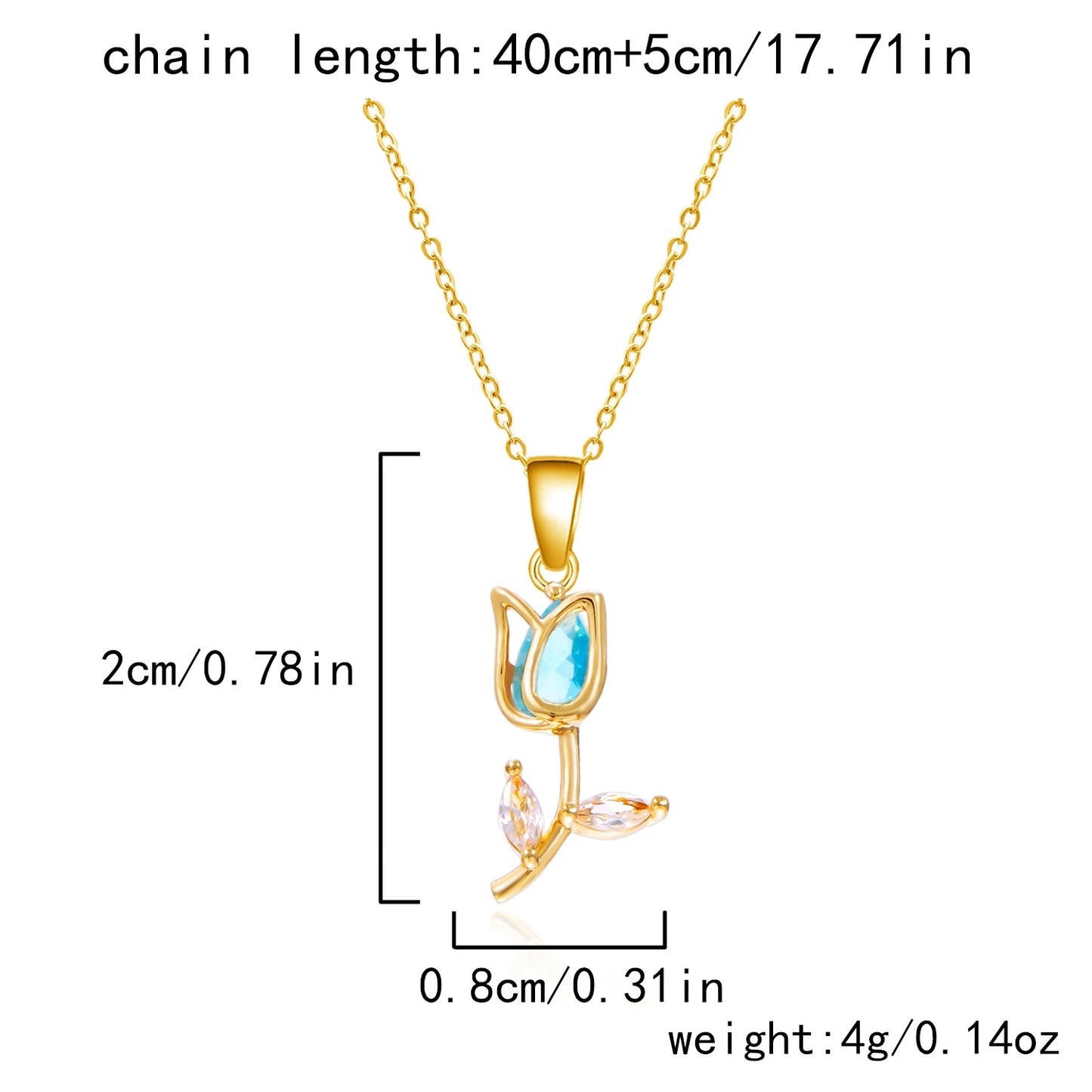 Light Luxury Zircon Tulip Flower Pendant Necklace for Women Elegant Stainless Steel Clavicle Chain Fashion Party Jewelry Gift