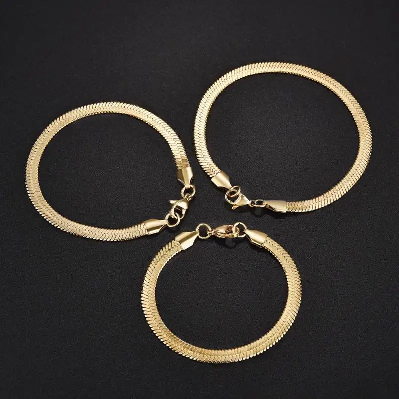 3/4/5MM Stainless Steel Snake Chain Bracelet For Women Men Classic Gold Color Charm Bracelets Jewellery Wholesale Dropshipping