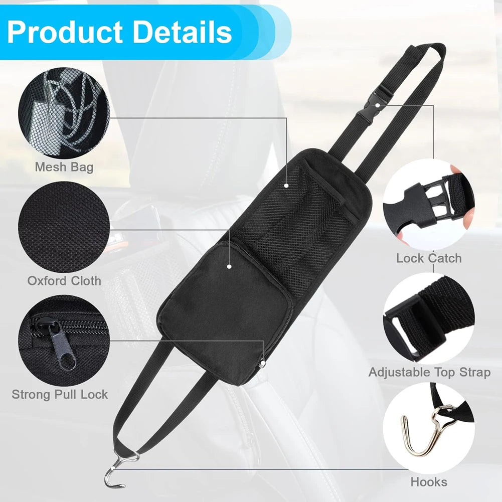 Phones Drink Sunglasses Stuff Holder Car Seat Storage Hanging Bag with Mesh Pocket Two Pockets Drink Holder for Cars SUVs Trucks