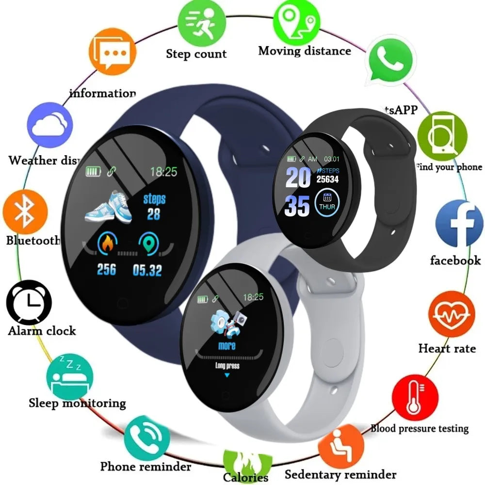 D18 Real stepcount Smart Watch Multi Function Step Connected Smart Watch For Men And Women Suitable For And Android