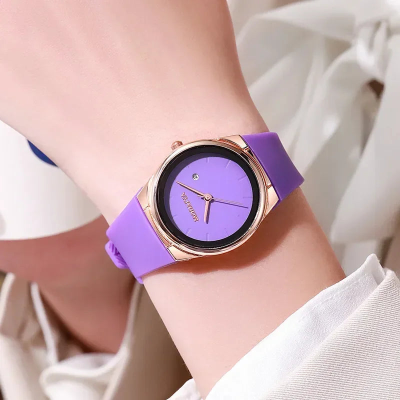 New Quartz Watch Silicone Strap Student Watches Minimalist Fashion Women's Fashion Calendar Wristwatch Reloj Mujer Dropshipping