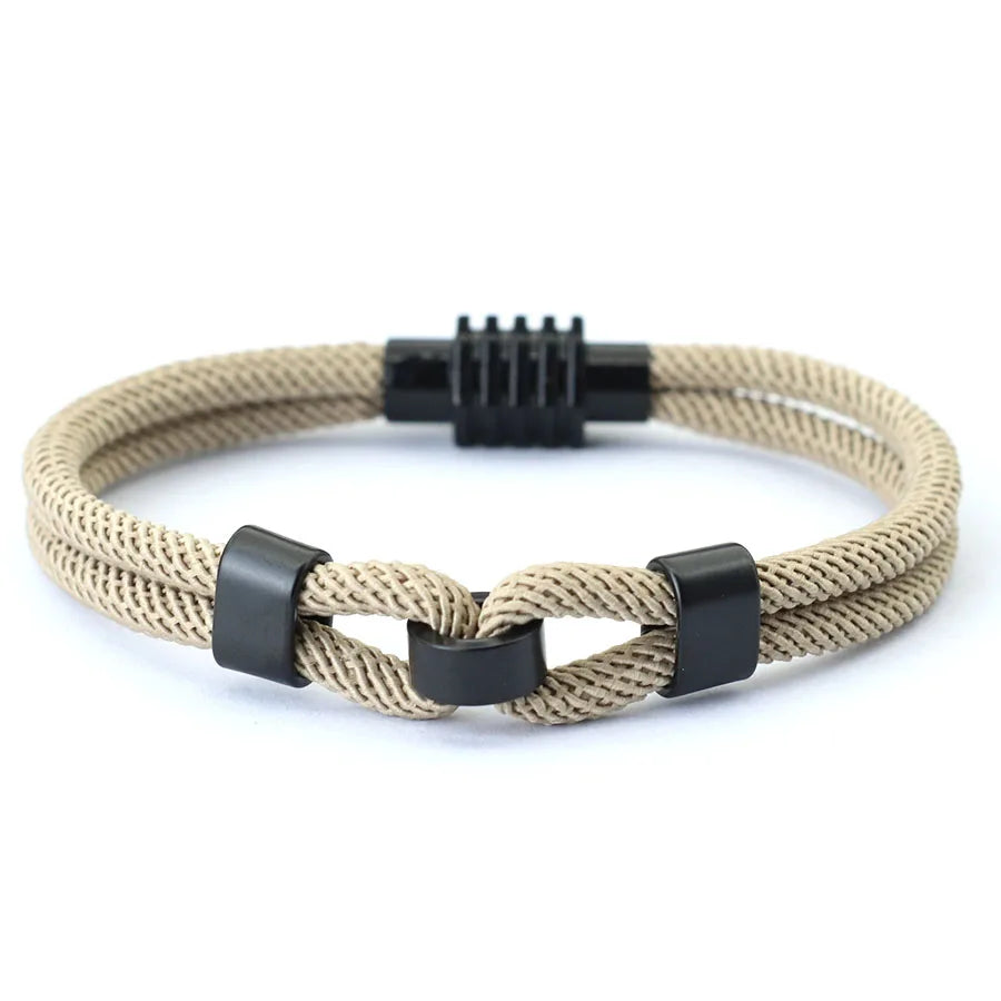 New Stylish Knot Bracelet For Men Black Magnet Buckle Rope Braslet Gifts For Him Nautical Braclet Pulseras De Hilo Wrap Jewelry