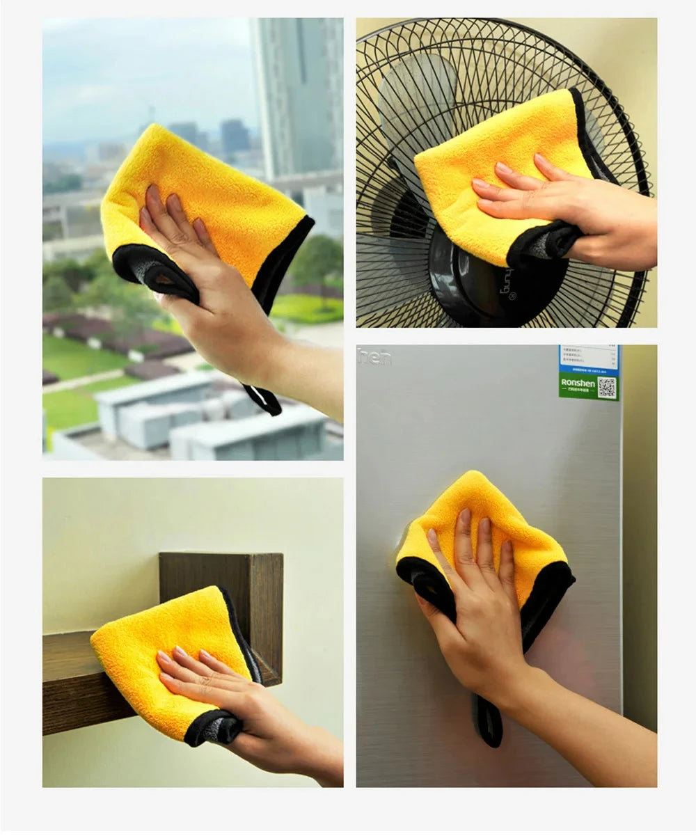 10/5/3/1pcs Thicken Microfiber Car Cleaning Towels Soft Quick Drying Windows Mirrors Wiping Rags Home Double Layer Clean Cloths